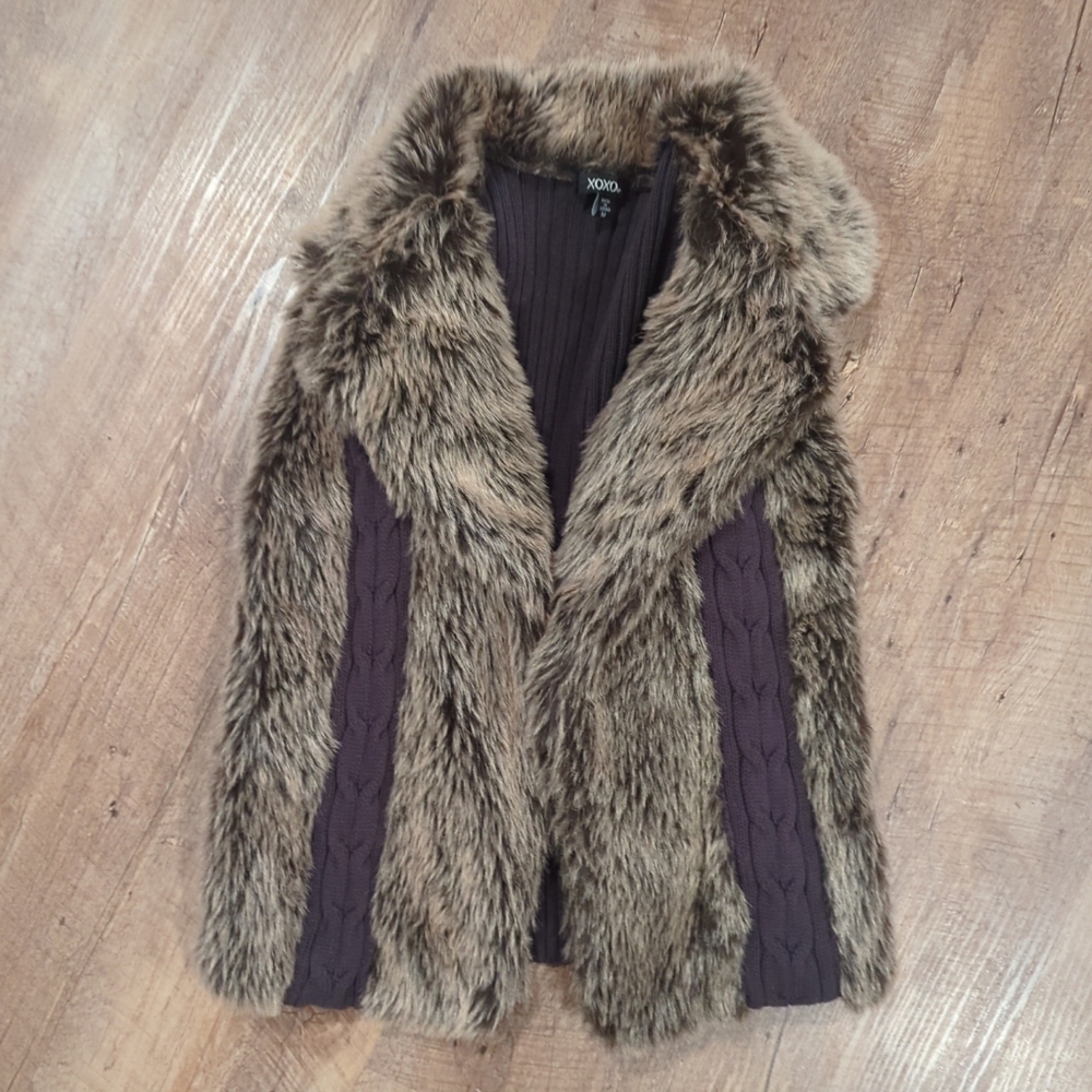 XOXO Women's Teddy Jacket - Brown and Black